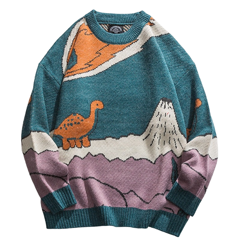 Little Dinosaur Knitted Sweater - Blue / M