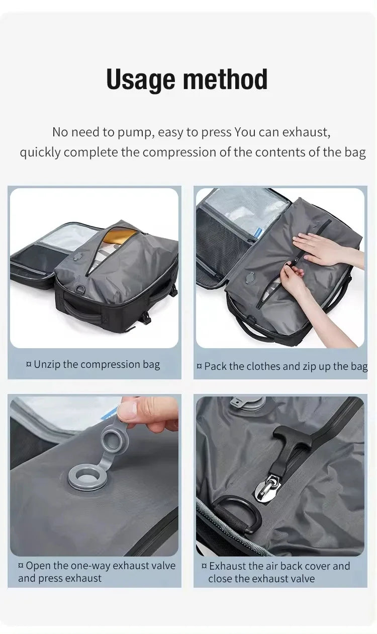 Expandable Waterproof Vacuum Compression Travel Backpack