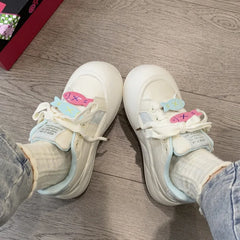 Kawaii PU leather Sneaker Pink Collar Fish Charm Detail