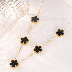 Clover Leaf Petals Plated Stainless Steel Necklace