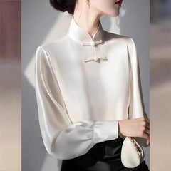 Chinese Style White Collar Button-up Spring Tang Suit Young Top - view 2