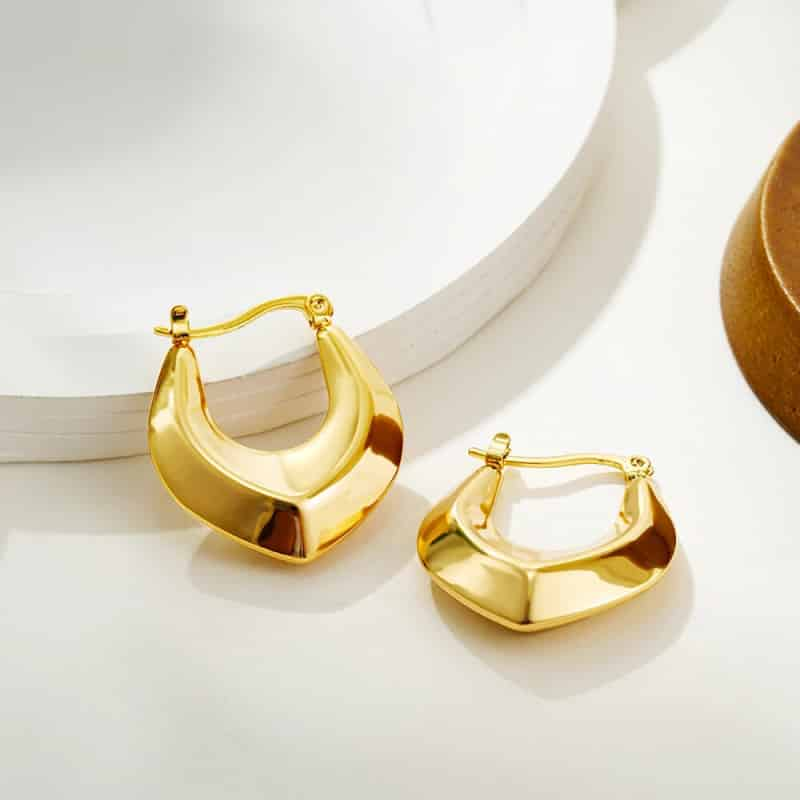 Thick Plated Stainless Steel Chunky Hoop Earrings