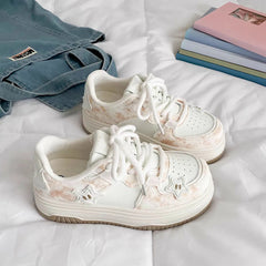 Pink Velvet Star Sneaker Chunky Sole Pastel