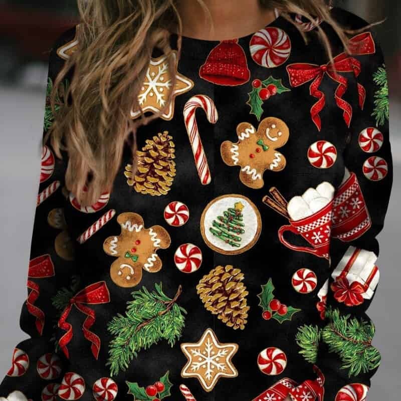 3D Christmas Printing Sweatshirt - Black / M