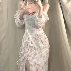 Vintage Casual Floral Print Sweet Y2k Dress