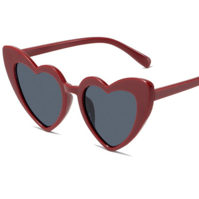 Heart Shape Sunglasses Glitter Frame Sun Shades - Brown /