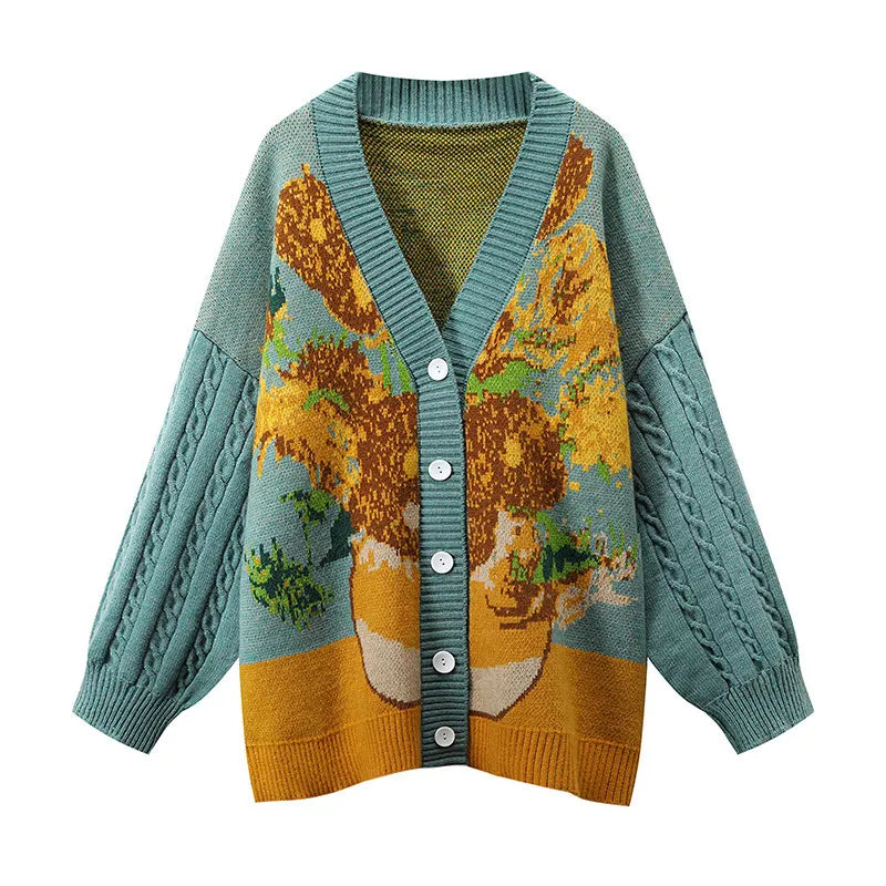 Sunflower Vintage Cardigan - Green / One Size - Sweaters
