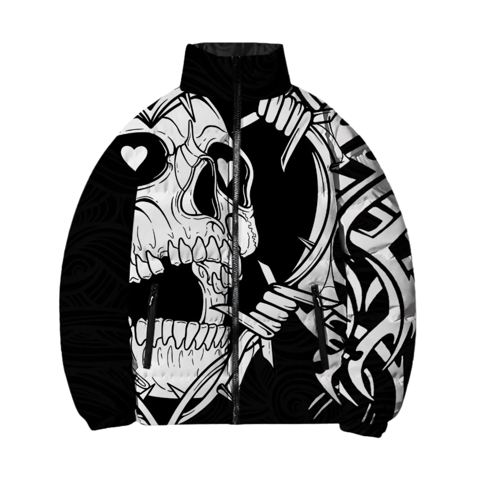 Long Sleeve Turtleneck Skull Skeleton Roses Jacket