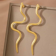 Aesthetic Stainless Steel Snake Ear Buckle Dangle Earrings