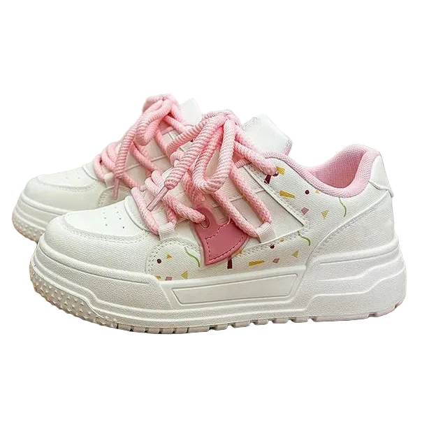 Pastel Chunky Lace Sneaker White Yellow Pink