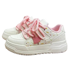 Pastel Chunky Lace Sneaker White Yellow Pink