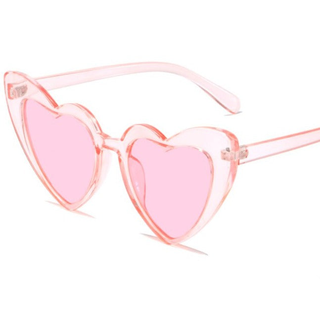 Heart Shape Sunglasses Glitter Frame Sun Shades - Pink / One