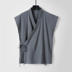 Chinese Traditional Clothes Cotton Linen Tank Tops Sleeveless Kimono Hanfu - view 10