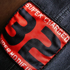 Men's large casual denim jacket with distressed holes, trendy fashion style, comfortable fit standard length
