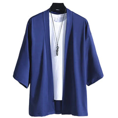 Harajuku Japandi Kimono Haori Noragi Linen Cotton Kimono Jacket (Shirt) V20 | Urban Wear Outsiders