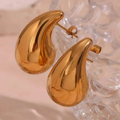 Water Drop Plated Stainless Steel Earrings