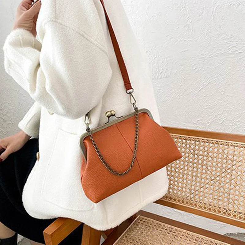 PU Shoulder Bag  Clip Clutch Retro Crossbody Bag