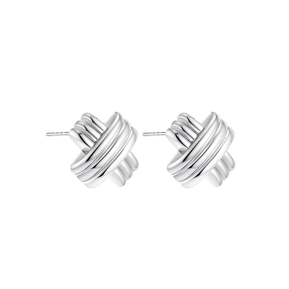 Plated Stainless Steel Hoop Irregular Stud Earring