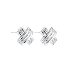 Plated Stainless Steel Hoop Irregular Stud Earring