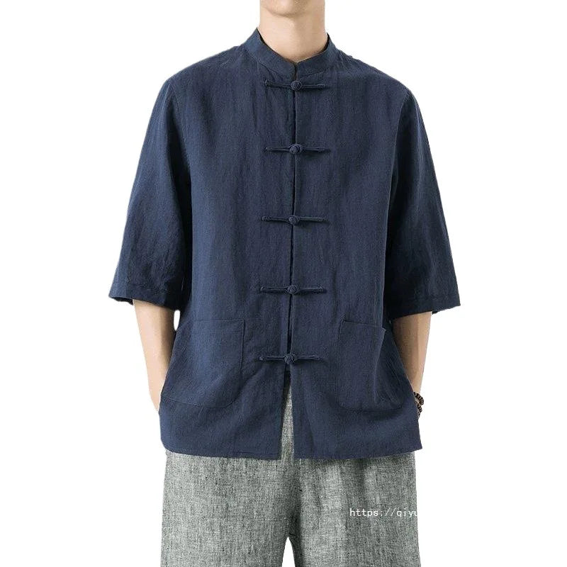 Tang Suit Linen Shirt Summer Seven-quarter Sleeve - view 2