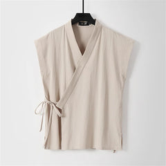 Chinese Traditional Clothes Cotton Linen Tank Tops Sleeveless Kimono Hanfu - view 11