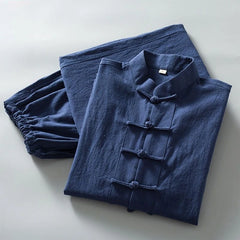 Cotton Linen Long Sleeve Chinese Traditional Tang Suit Outfit - - view 2