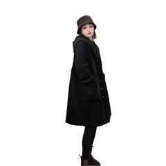 Long Loose Pocket Corduroy Hooded Thick Coat