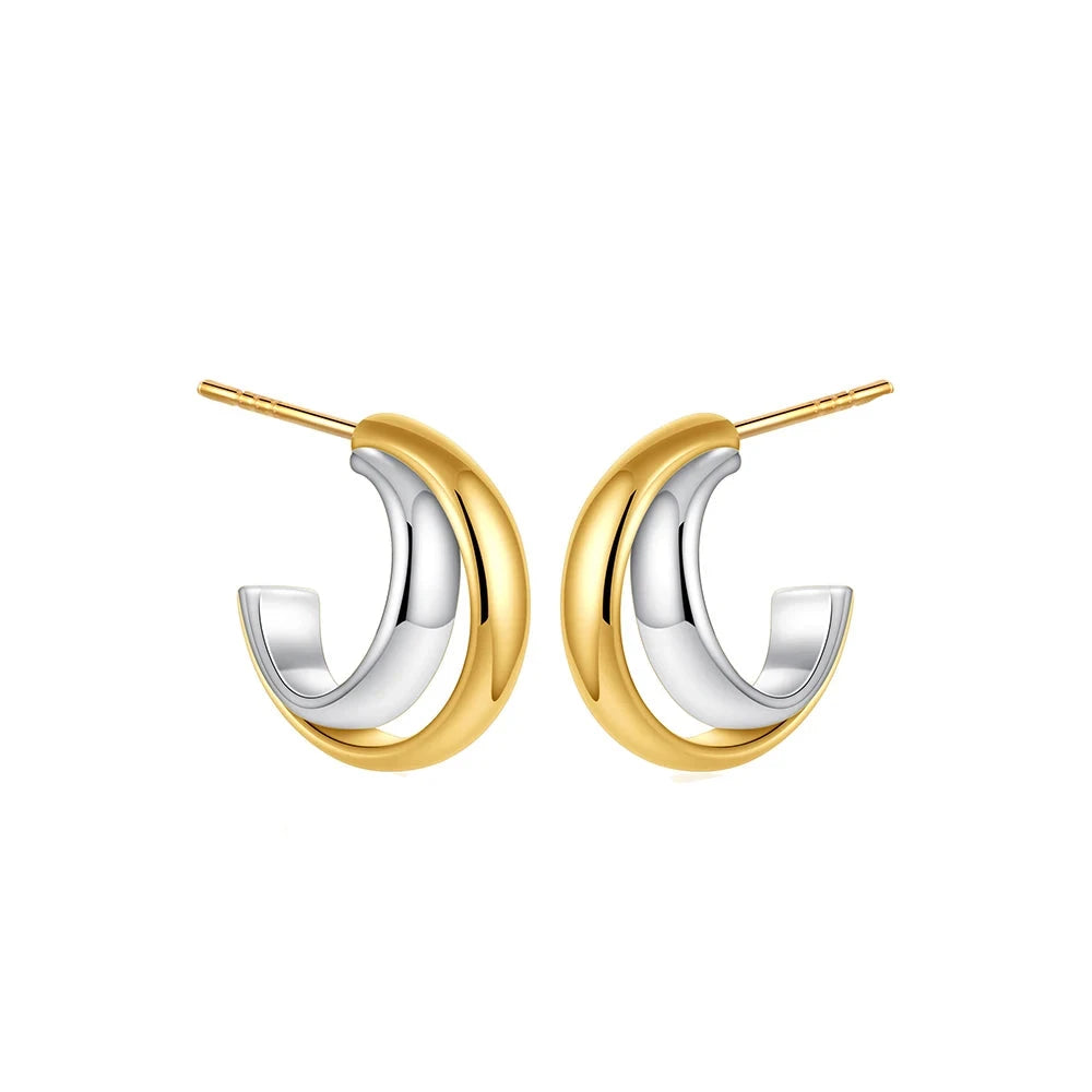 Glitter Stainless Steel Plated Open Hoop Earring