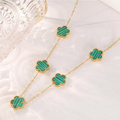 Clover Leaf Petals Plated Stainless Steel Necklace