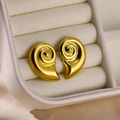 Leaf Heart Spiral Stainless Steel Weave Irregular Stud Earrings