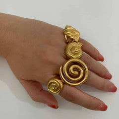 Aesthetic Conch Spiral Stainless Steel Chunky Ring