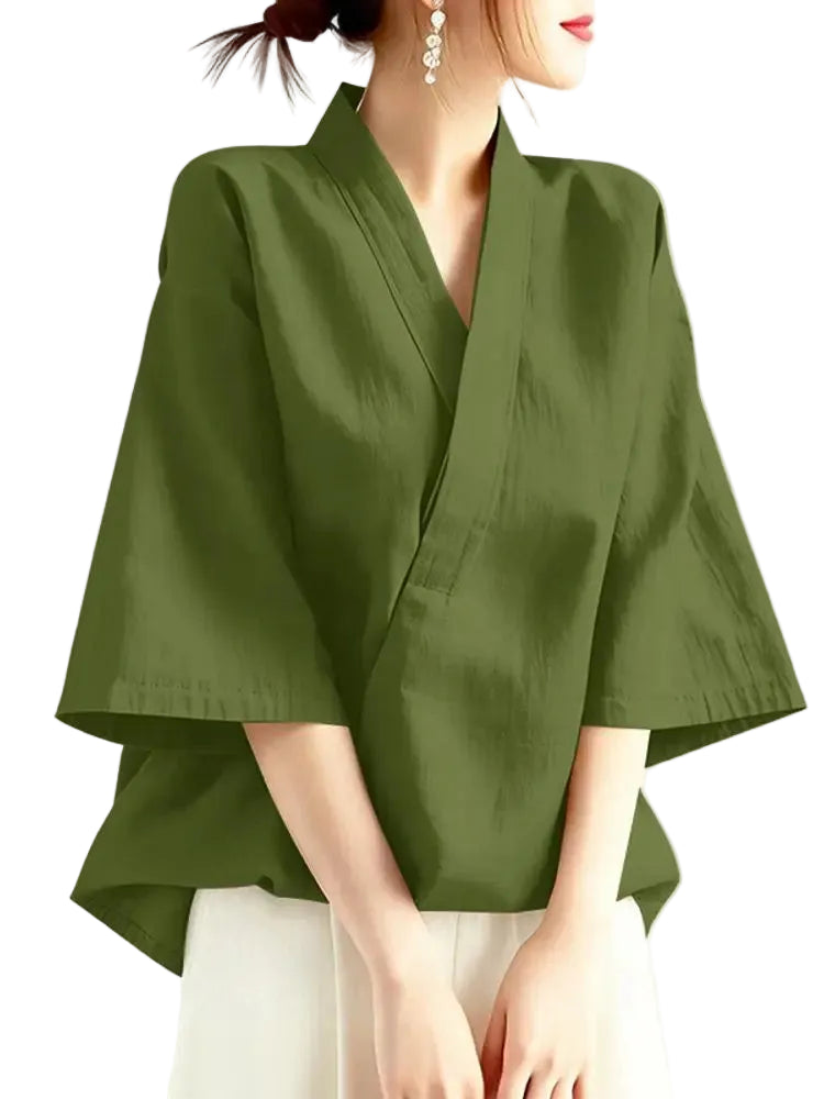 Harajuku Japandi Linen Cotton Blouse | Urban Wear Outsiders