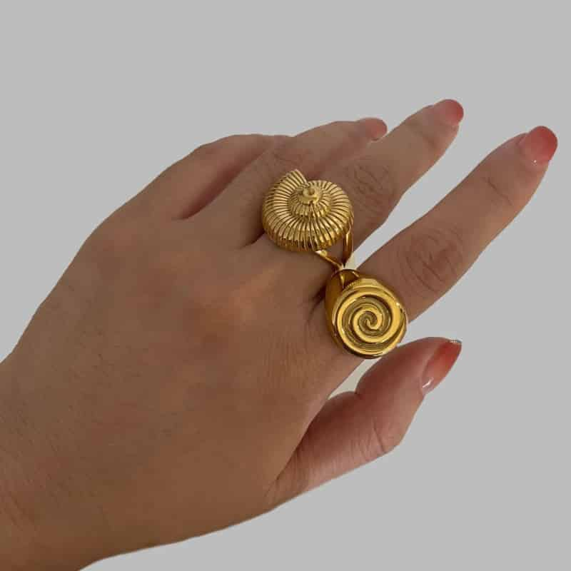 Aesthetic Conch Spiral Stainless Steel Chunky Ring