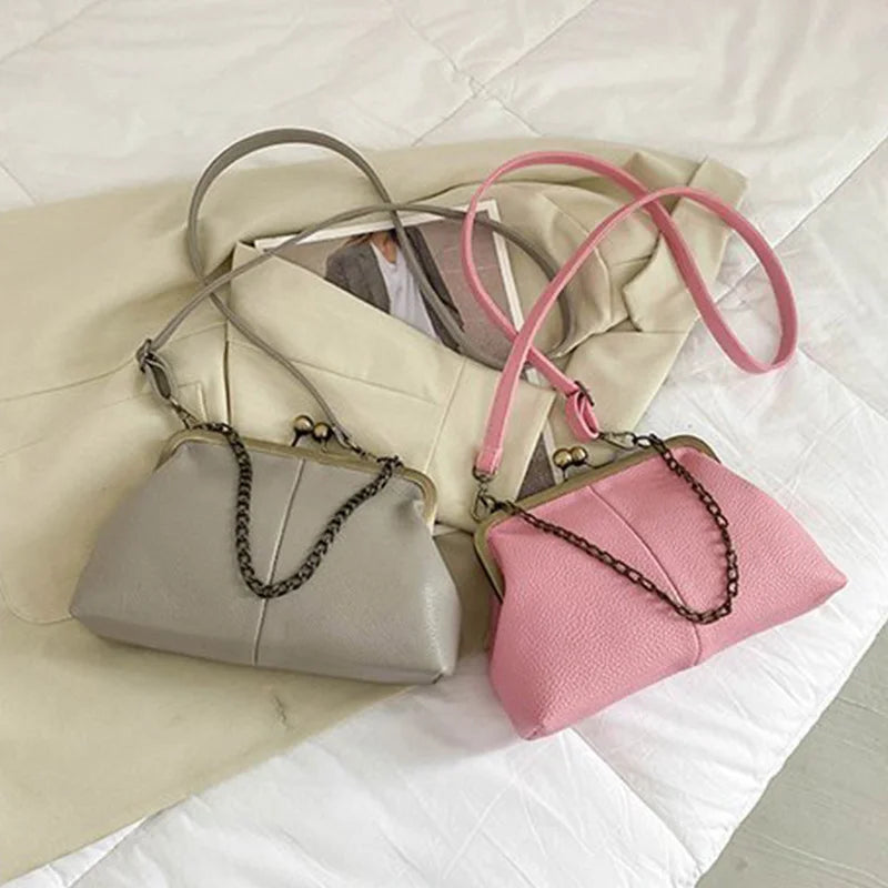 PU Shoulder Bag  Clip Clutch Retro Crossbody Bag