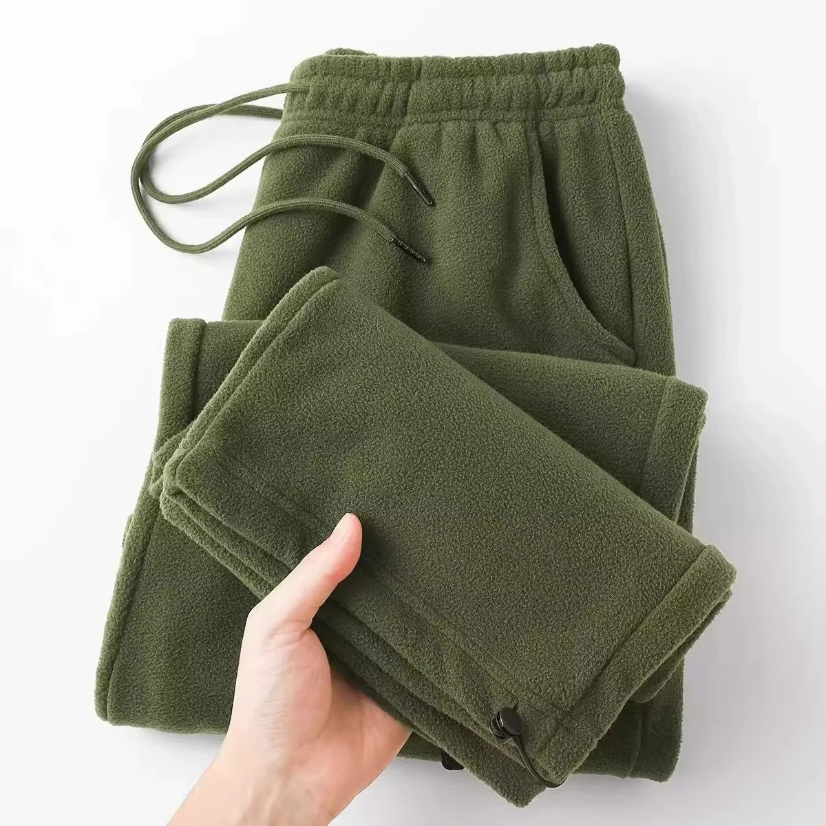 Zen Minimalist Elastic Waist Drawstring Cotton Fleece Pants (Pants) - Front View | Urban Wear Outsiders