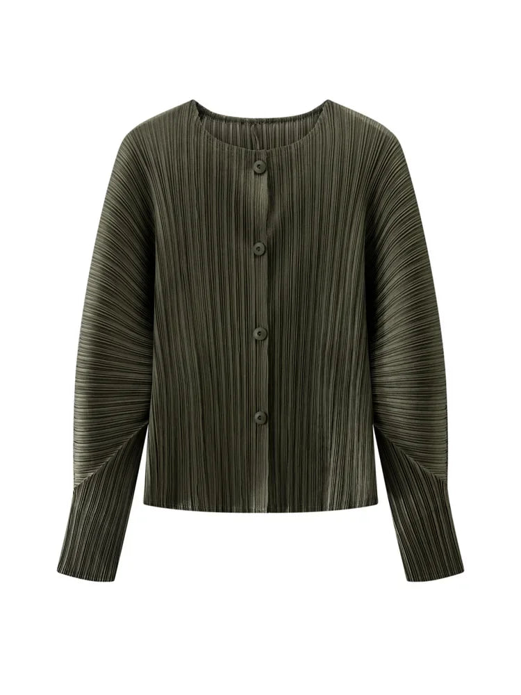 Round Neck Knit Long Sleeve Button Up Cardigan