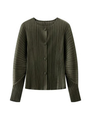 Round Neck Knit Long Sleeve Button Up Cardigan