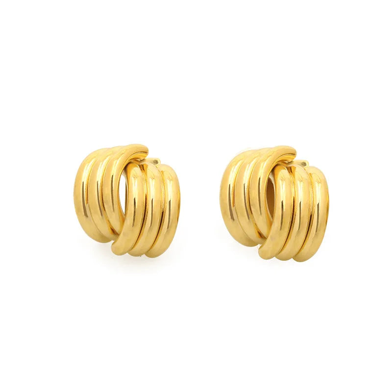 Plated Stainless Steel Hoop Irregular Stud Earring