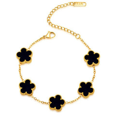 Clover Leaf Petals Plated Stainless Steel Necklace