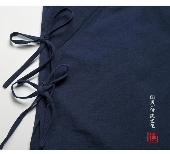 Chinese Traditional Hanfu Vest Linen Cotton Sleeveless Slit Top Kimono - view 3