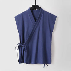 Chinese Traditional Clothes Cotton Linen Tank Tops Sleeveless Kimono Hanfu - view 8