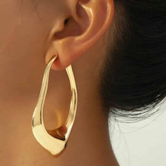 Retro Square Irregular Stainless Steel Hoop Earrings