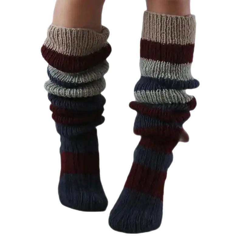 Knitted Striped Knee High Wool Socks