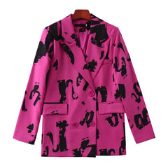 Fuchsia Blazer Black Letters With Multiple Pockets - S