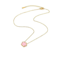 Clover Leaf Petals Plated Stainless Steel Necklace