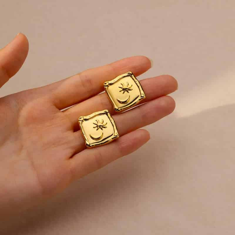 Stainless Steel Irregular Face Shaped Stud Earrings