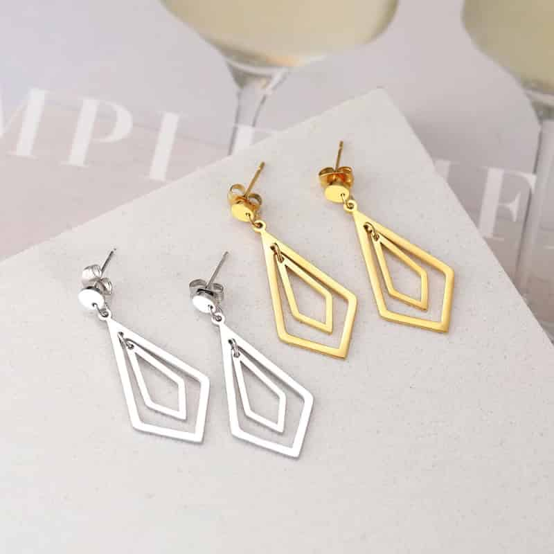 Stainless Steel Geometric Pendant Dangle Earrings