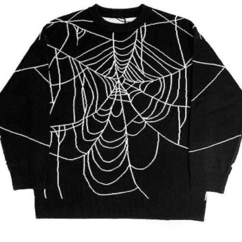 Cartoon Print Y2K Gothic Sweater - Black / M