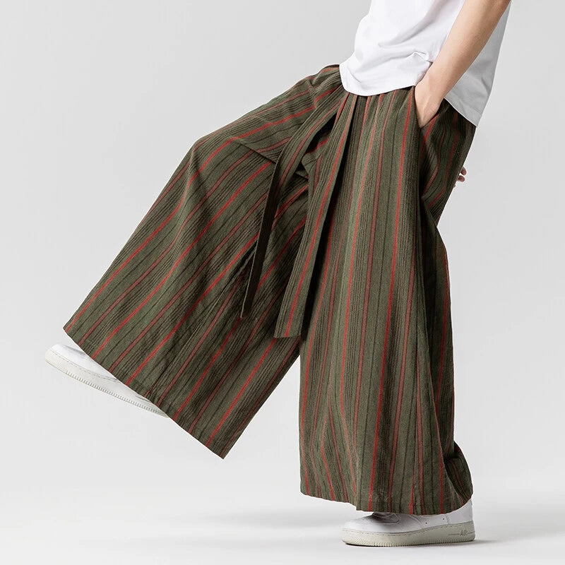 Harajuku Japandi Wide Leg Linen Cotton Trousers (Pants) - Detail | Urban Wear Outsiders