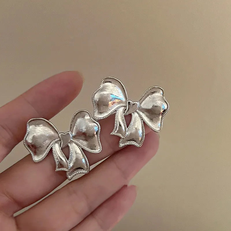 Metal Bow Tie Earrings And Ring